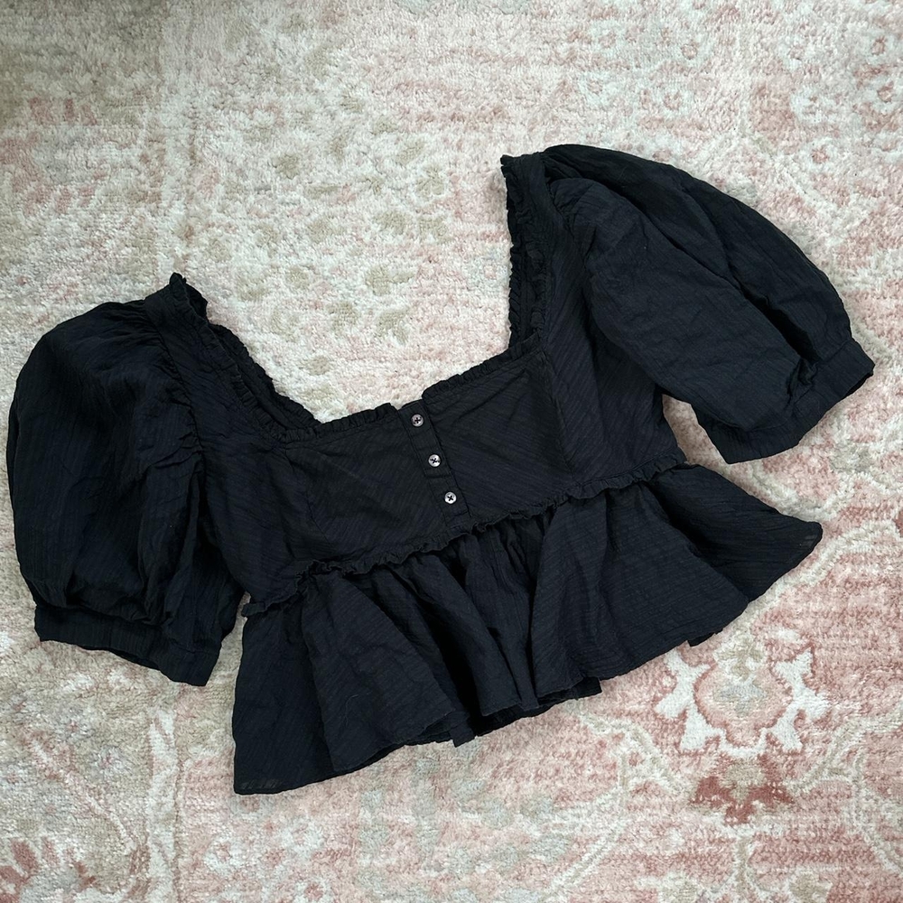Free People Black Blouse Chic and Versatile - Picture 5 of 5